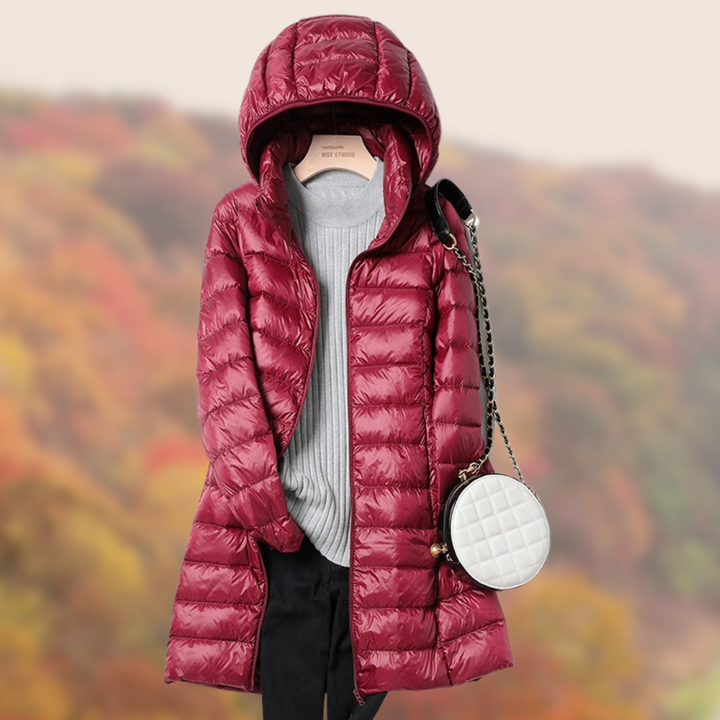 Erkanfriede | Women's Long Hooded Puffer Jacket | Zip Up Winter