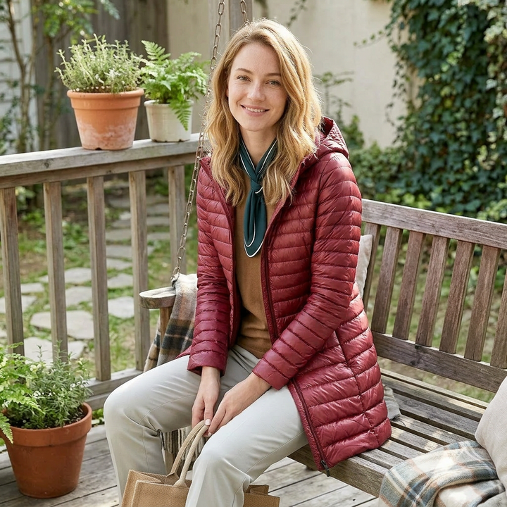 Erkanfriede | Women's Long Hooded Puffer Jacket | Zip Up Winter