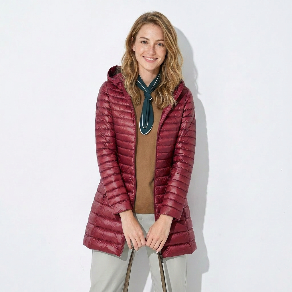 Erkanfriede | Women's Long Hooded Puffer Jacket | Zip Up Winter