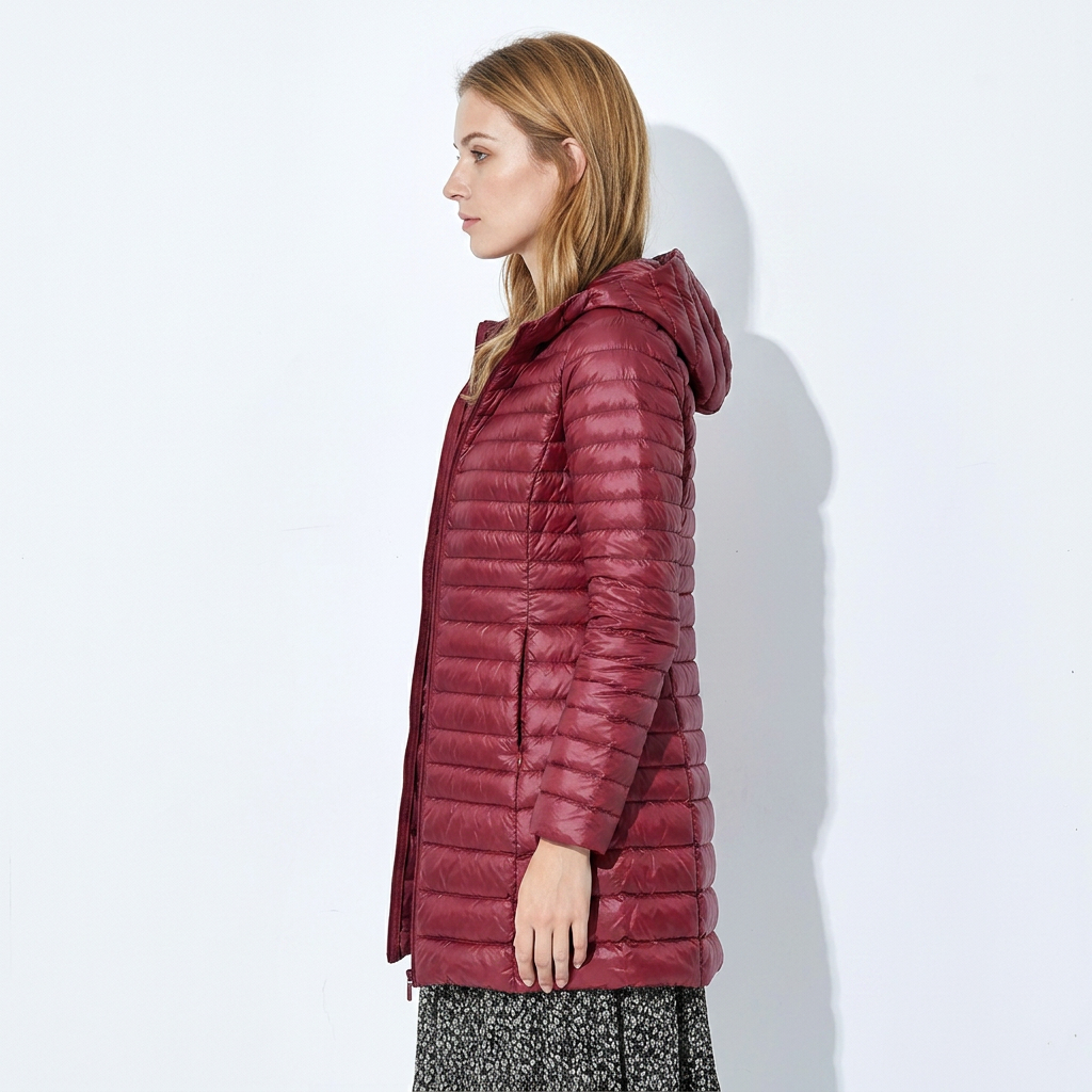 Erkanfriede | Women's Long Hooded Puffer Jacket | Zip Up Winter