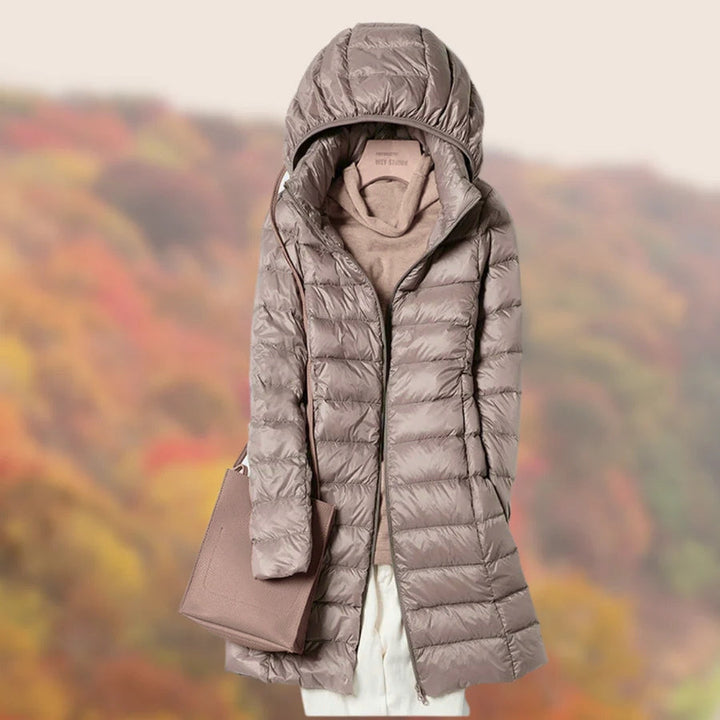 Erkanfriede | Women's Long Hooded Puffer Jacket | Zip Up Winter