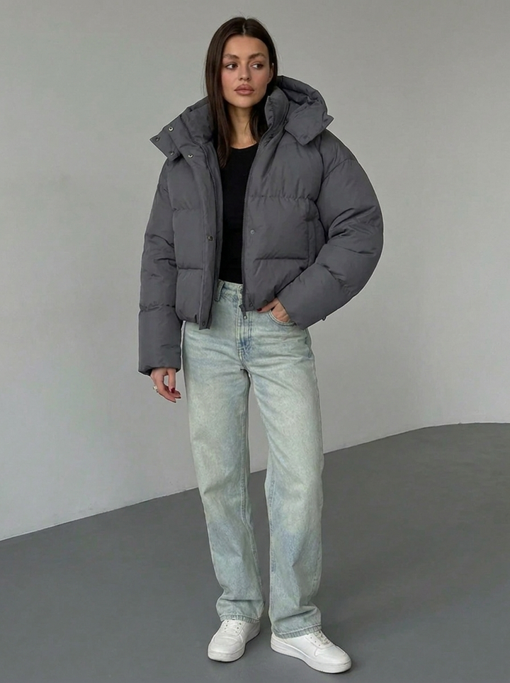 Viv | Women's Cropped Hooded Puffer Jacket | Zip Up