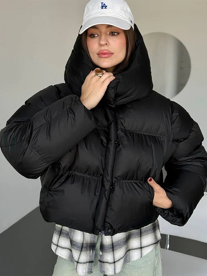 Viv | Women's Cropped Hooded Puffer Jacket | Zip Up