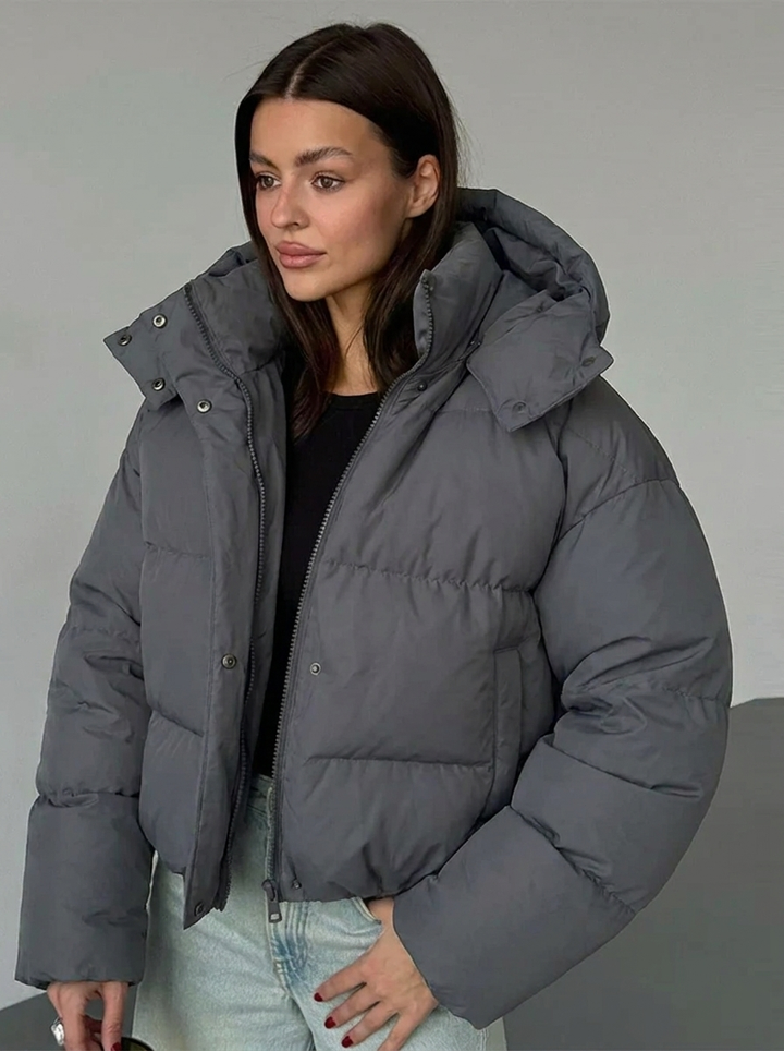 Viv | Women's Cropped Hooded Puffer Jacket | Zip Up