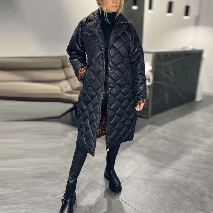 Xara | Women's Long Oversized Quilted Coat | Button Up Winter