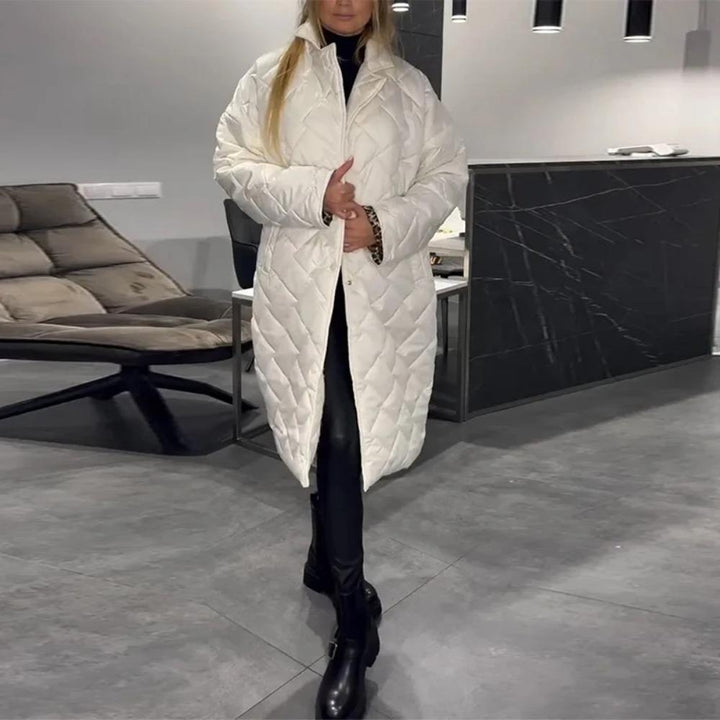 Xara | Women's Long Oversized Quilted Coat | Button Up Winter