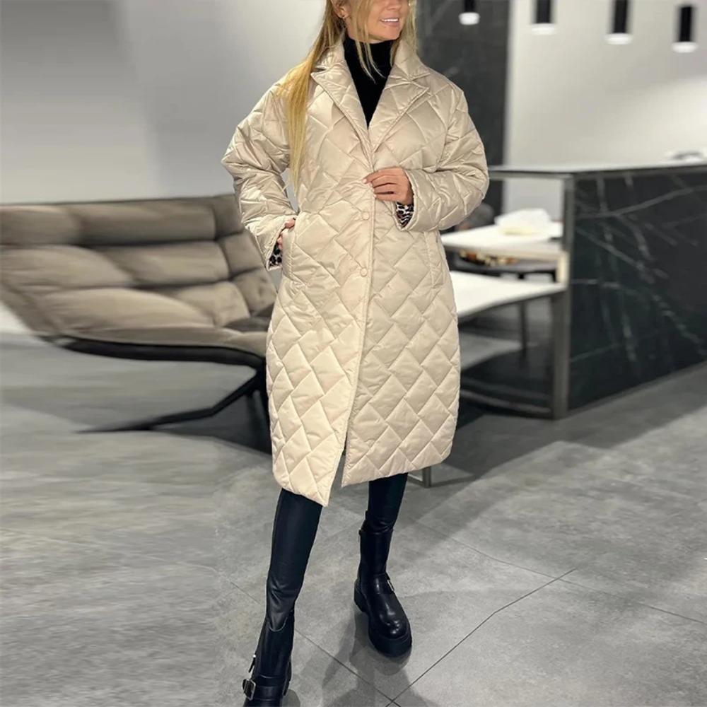Xara | Women's Long Oversized Quilted Coat | Button Up Winter