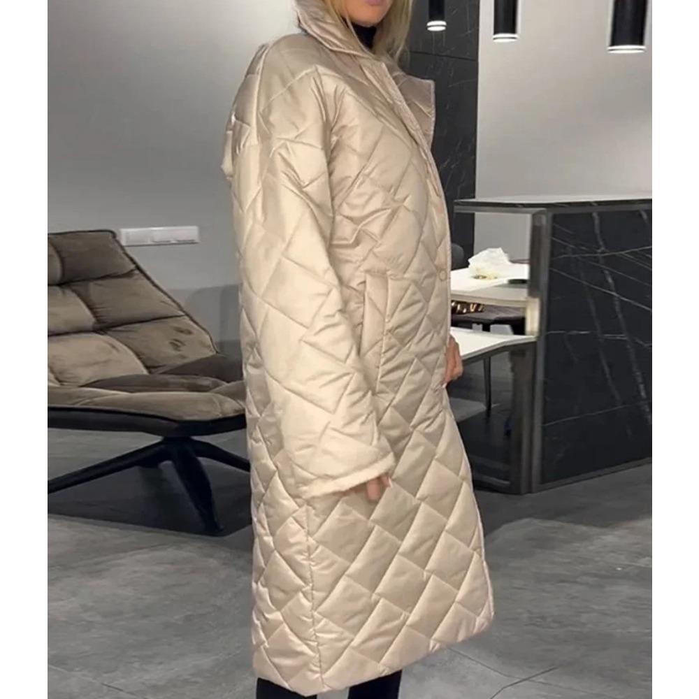 Xara | Women's Long Oversized Quilted Coat | Button Up Winter