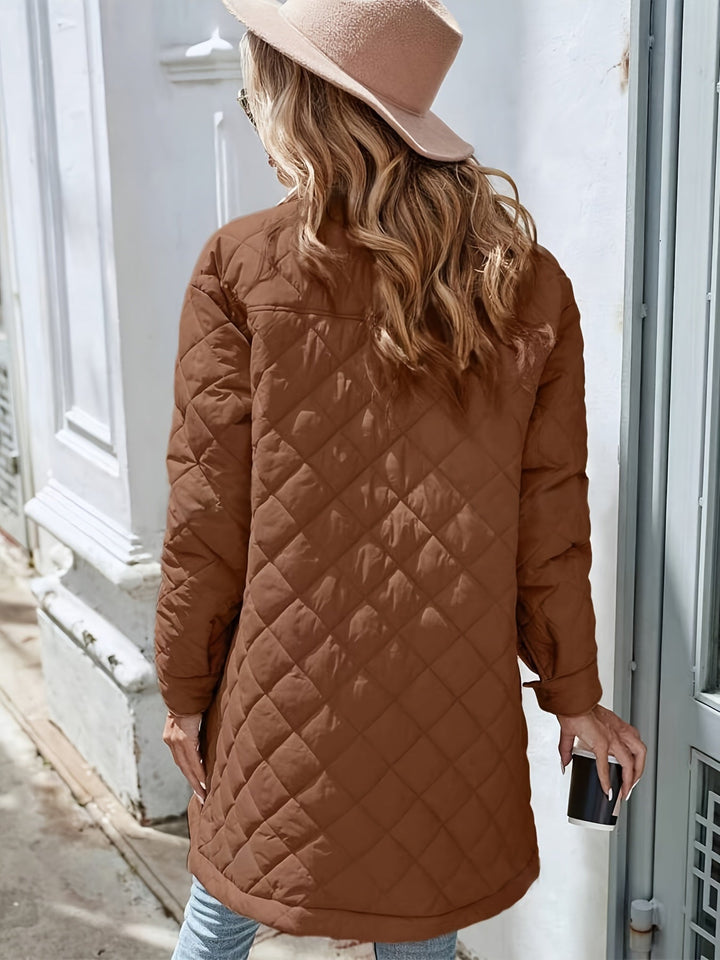 Padma | Women's Long Oversized Quilted Coat | Padded Button Down