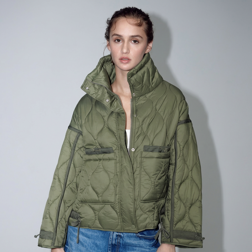Orla | Women's Oversized Quilted Jacket | Stand Collar