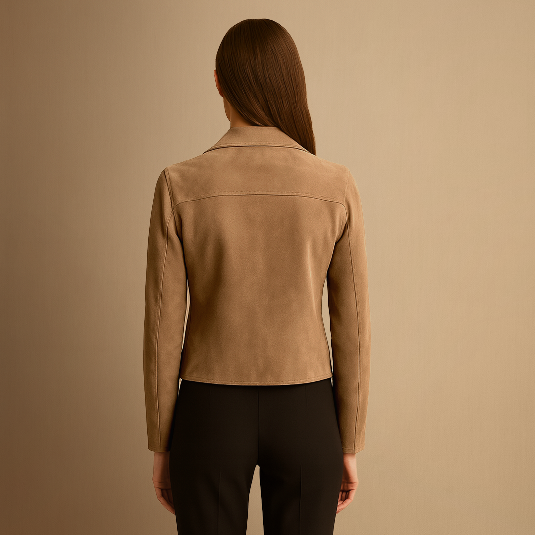 Tomoko | Women's Suede Biker Jacket | Asymmetric Zip