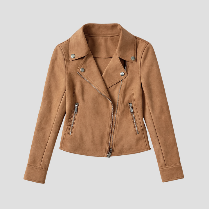 Tomoko | Women's Suede Biker Jacket | Asymmetric Zip