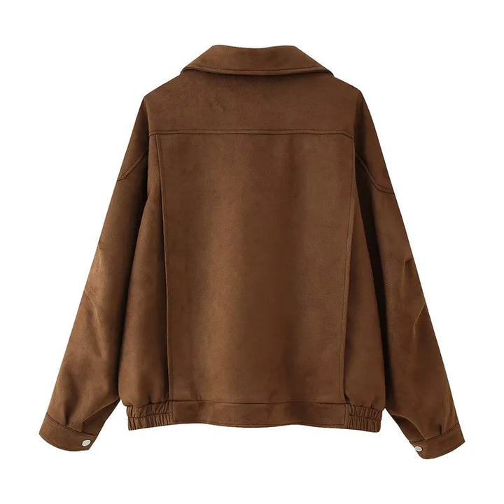 Yukiko | Women's Oversized Suede Jacket | Zip Front Belted Waist