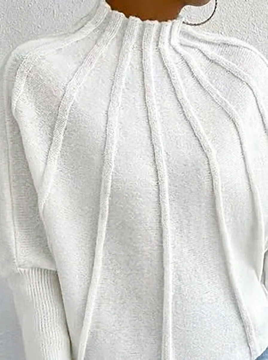 Mariama | Women's Sunburst Knit Jumper | Mock Neck Batwing Sleeves