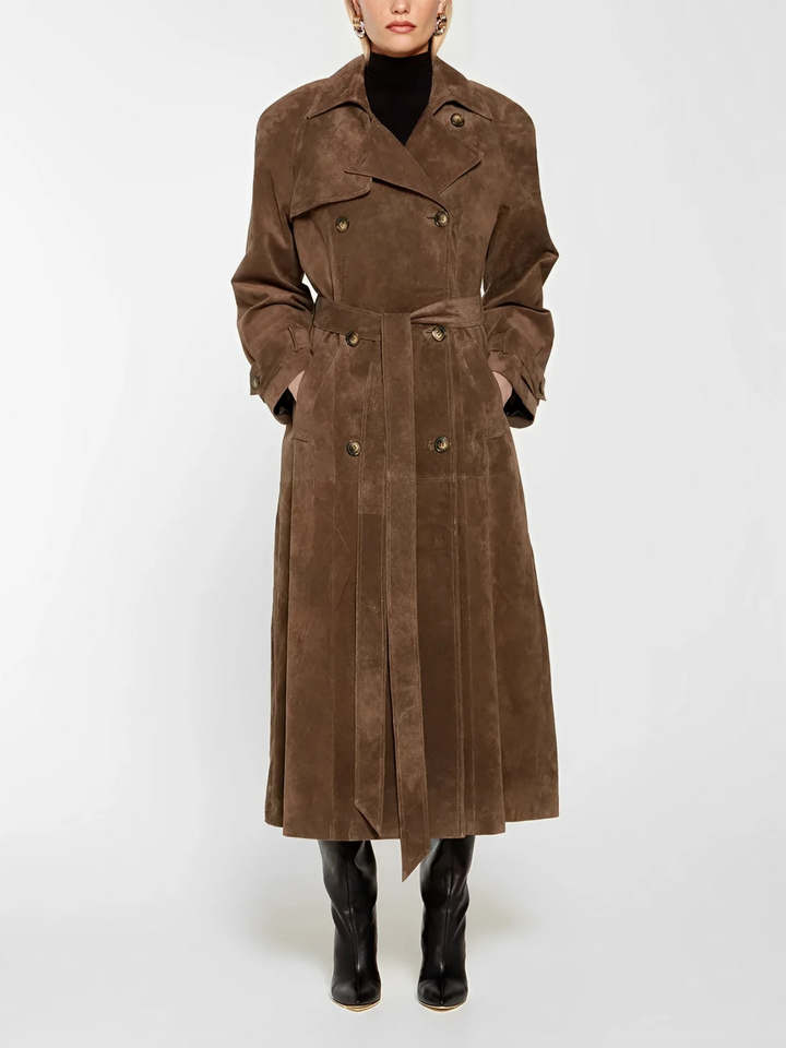 Laelia | Women's Long Trench Coat | Belt & Lapel