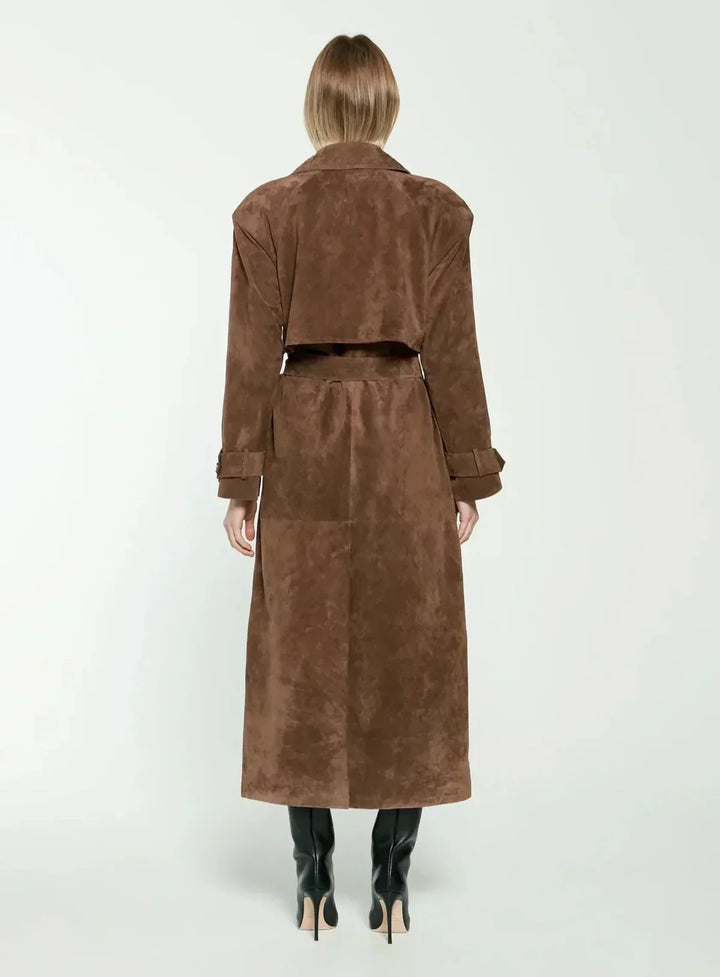 Laelia | Women's Long Trench Coat | Belt & Lapel