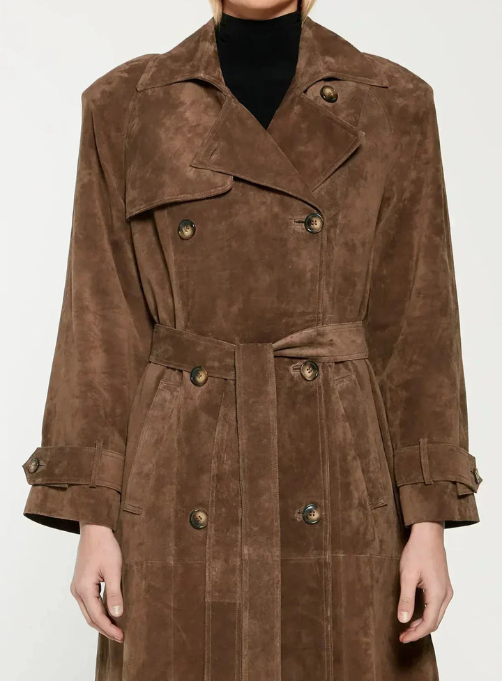 Laelia | Women's Long Trench Coat | Belt & Lapel