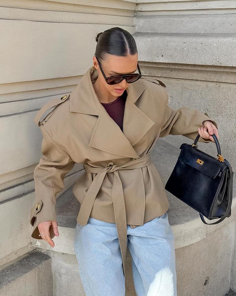 Urszula | Women's Trench Jacket | Belted Waist Notched Lapel