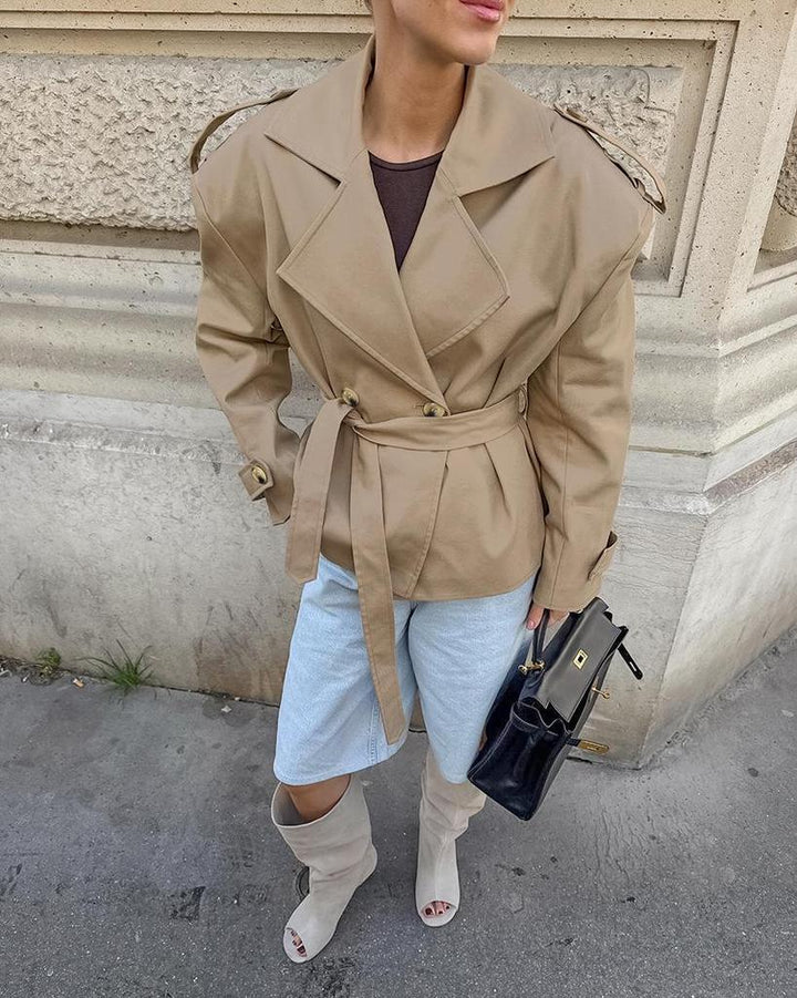 Urszula | Women's Trench Jacket | Belted Waist Notched Lapel