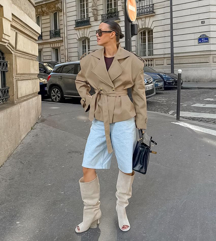 Urszula | Women's Trench Jacket | Belted Waist Notched Lapel