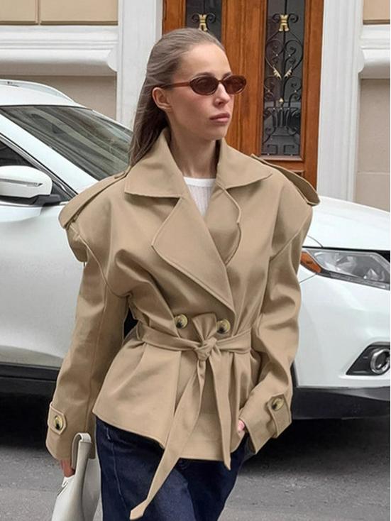 Urszula | Women's Trench Jacket | Belted Waist Notched Lapel