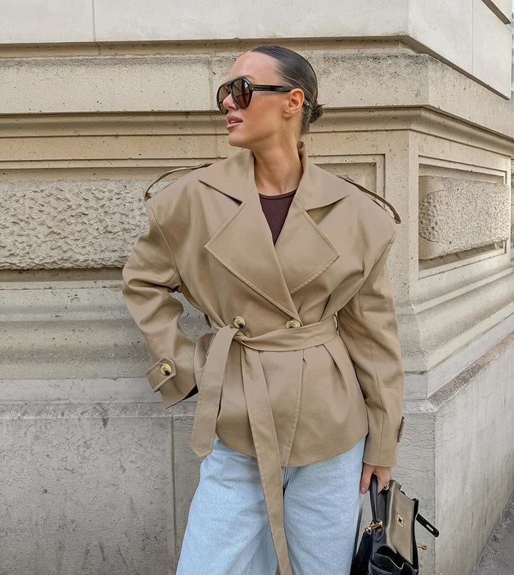 Urszula | Women's Trench Jacket | Belted Waist Notched Lapel