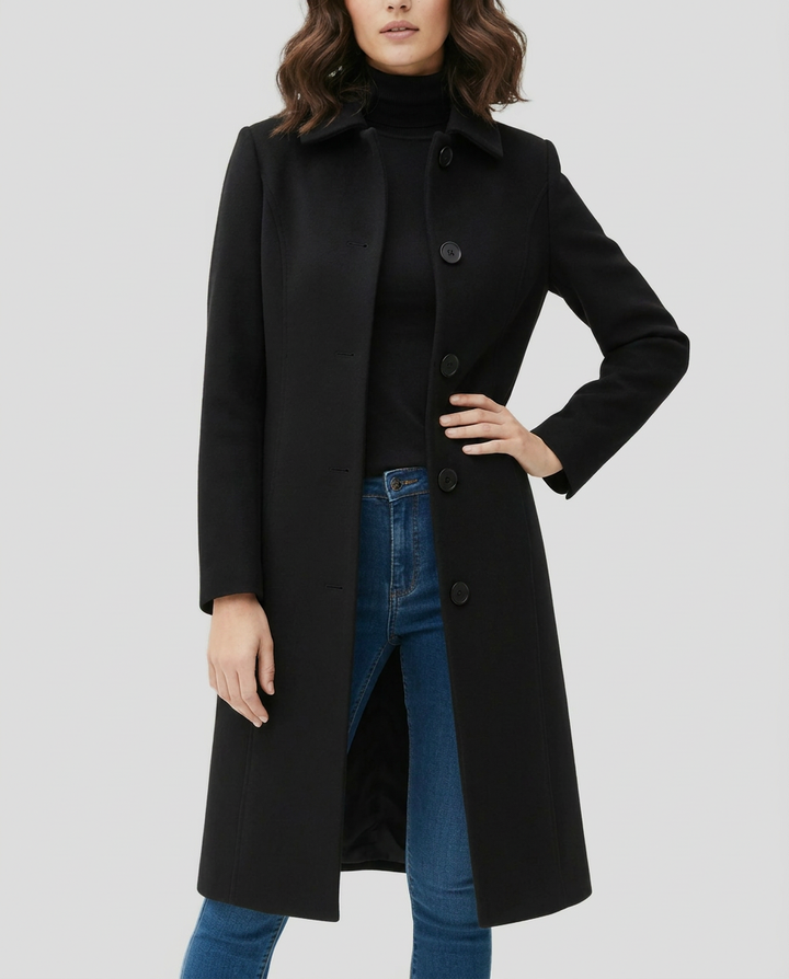 Elzbieta | Women's Long Trench Coat | Collar & Buttons Single Breasted