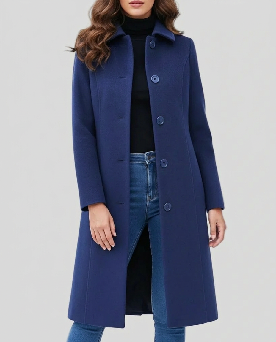 Elzbieta | Women's Long Trench Coat | Collar & Buttons Single Breasted
