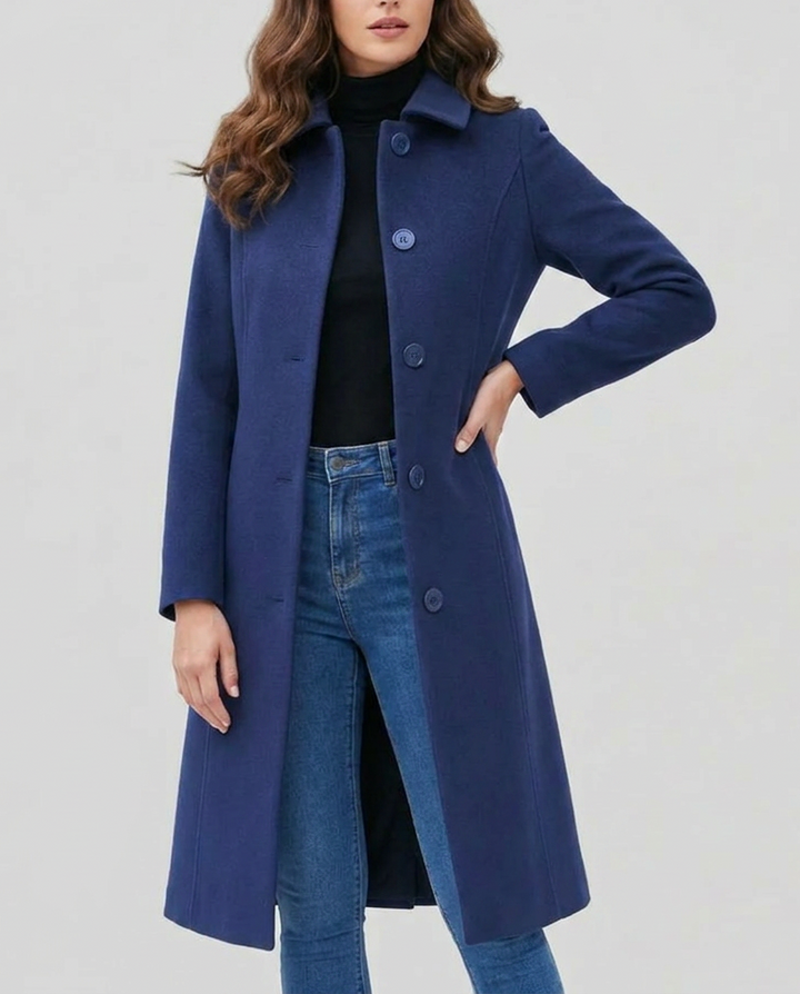 Elzbieta | Women's Long Trench Coat | Collar & Buttons Single Breasted