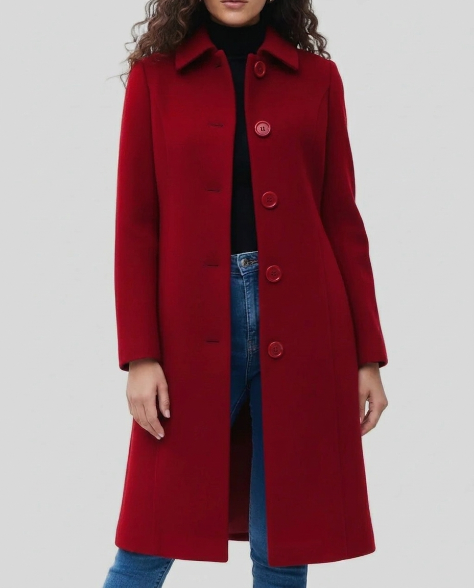 Elzbieta | Women's Long Trench Coat | Collar & Buttons Single Breasted