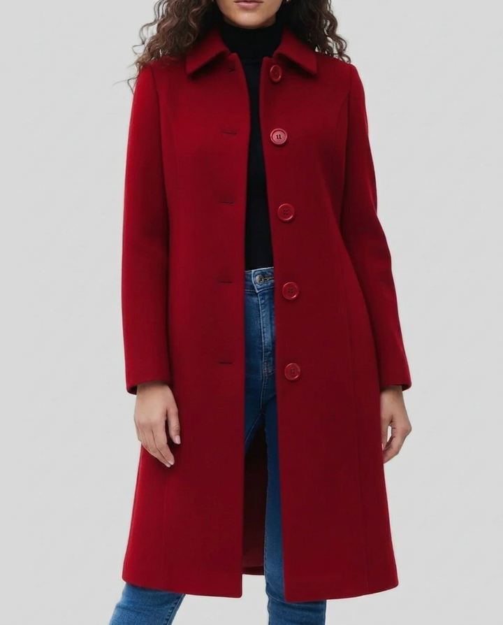 Elzbieta | Women's Long Trench Coat | Collar & Buttons Single Breasted