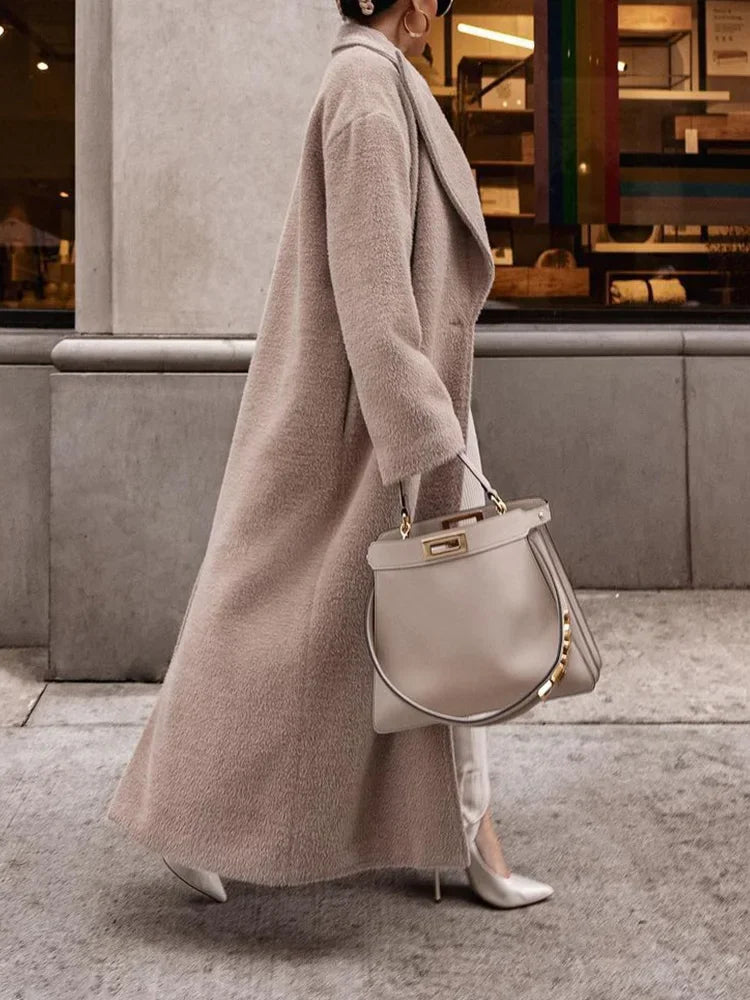 Halina | Women's Long Oversized Trench Coat | Lapel Button Front