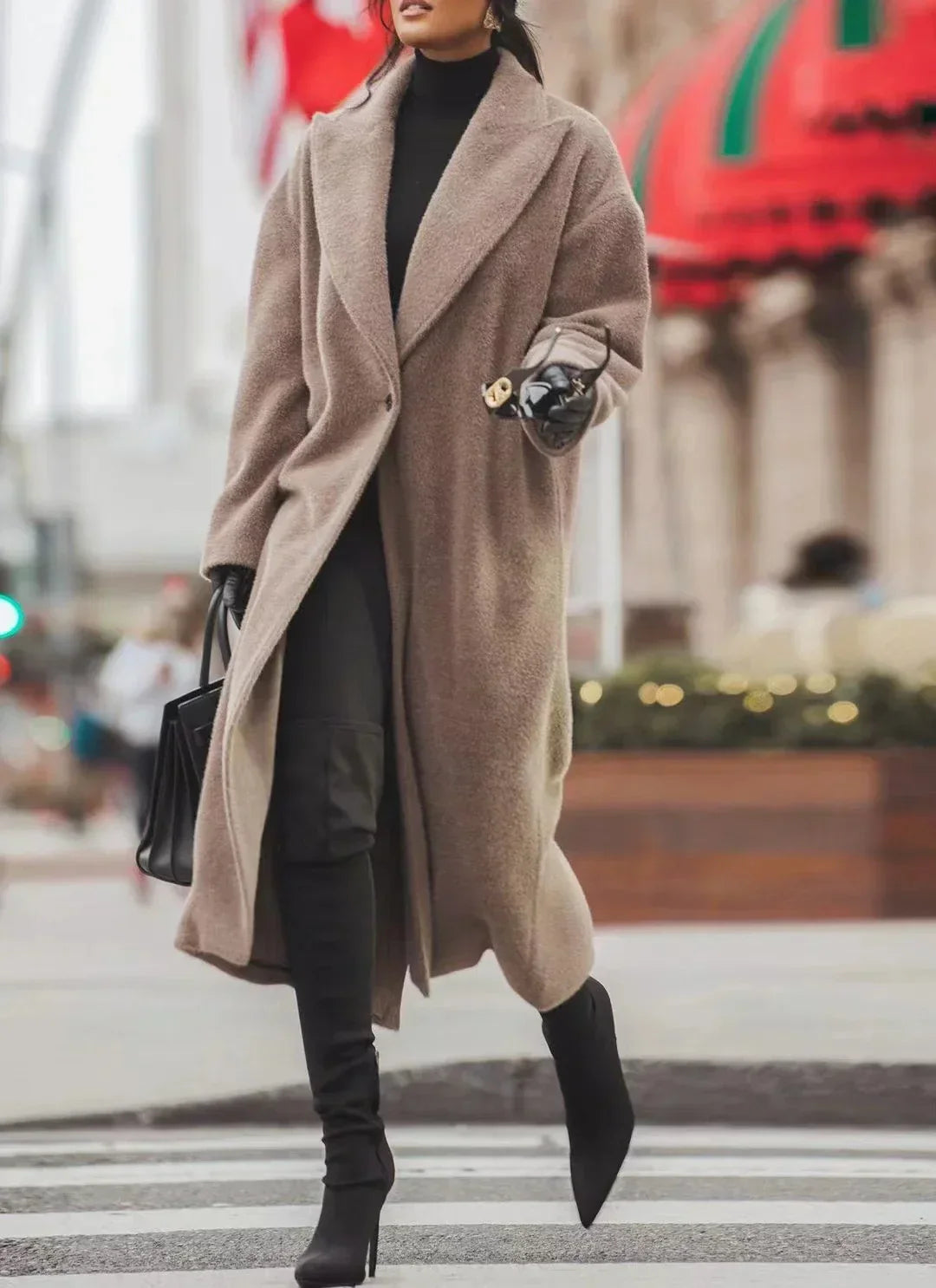 Halina | Women's Long Oversized Trench Coat | Lapel Button Front