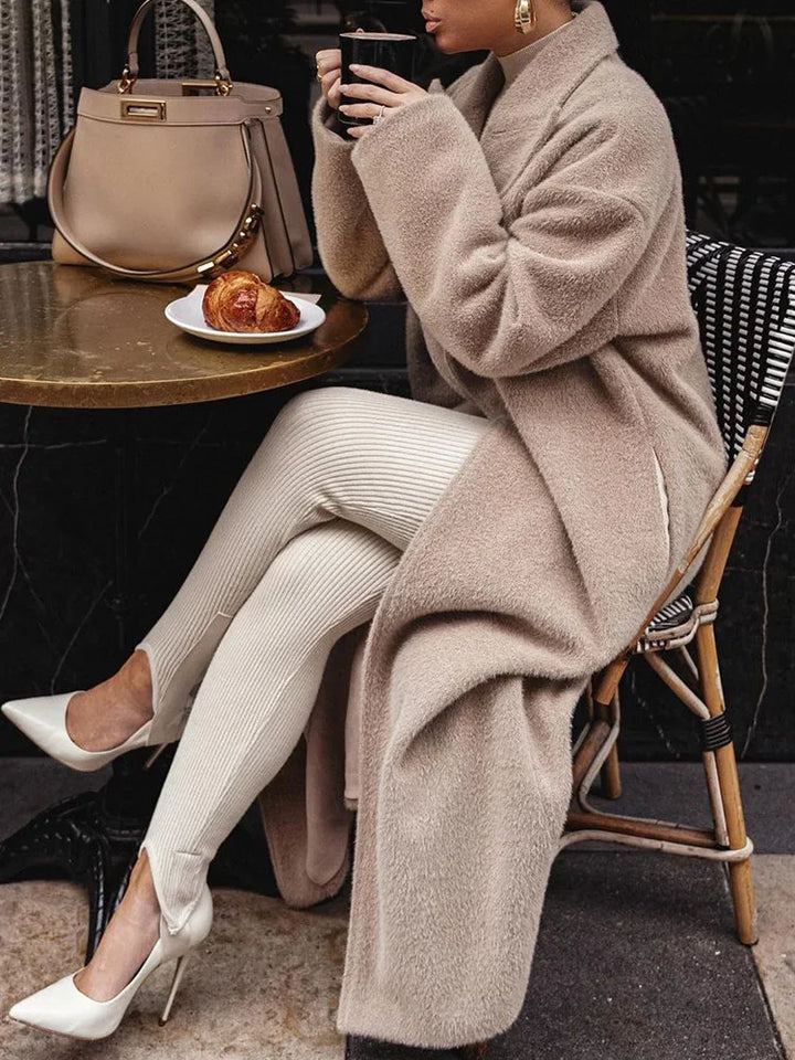 Halina | Women's Long Oversized Trench Coat | Lapel Button Front
