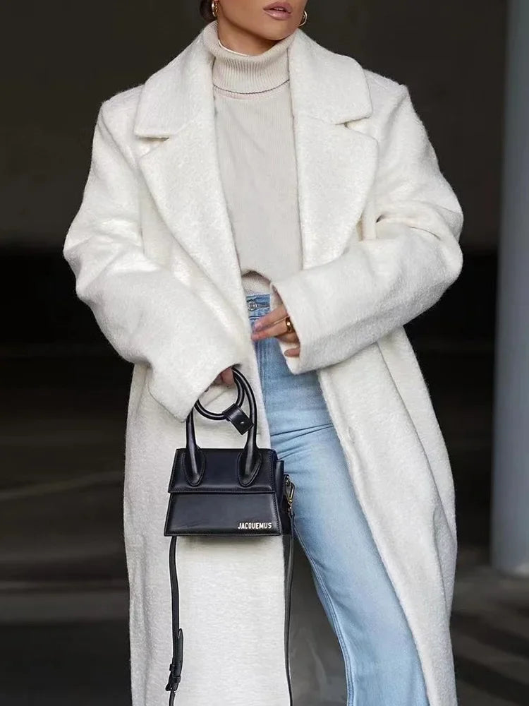 Halina | Women's Long Oversized Trench Coat | Lapel Button Front