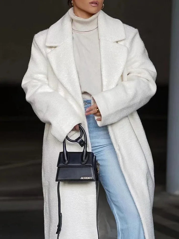 Halina | Women's Long Oversized Trench Coat | Lapel Button Front