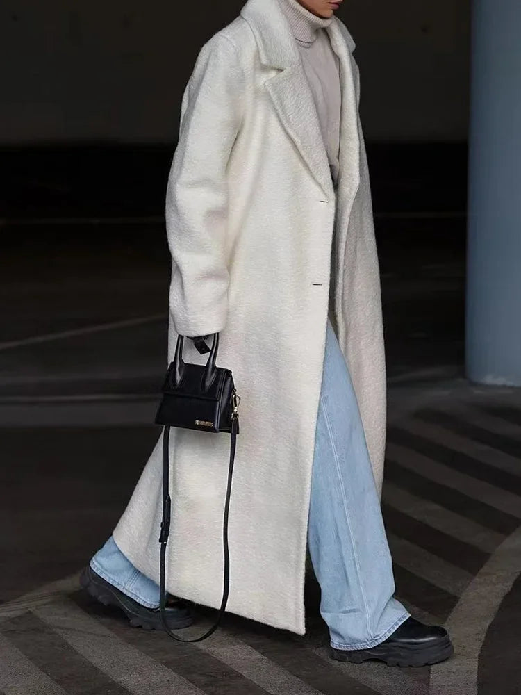 Halina | Women's Long Oversized Trench Coat | Lapel Button Front