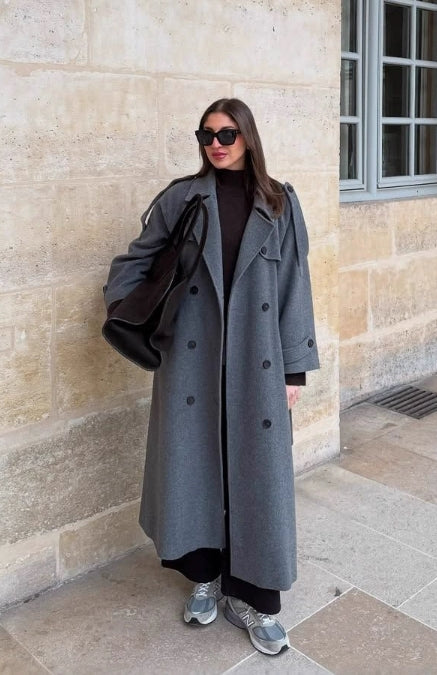 Euippe | Women's Long Trench Coat | Lapel Collar Double-Breasted