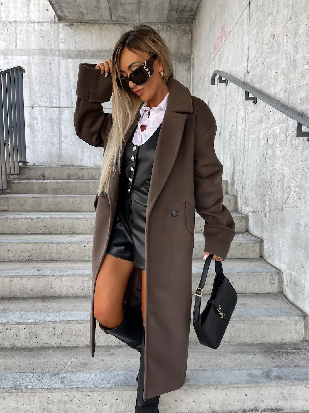 Galatea | Women's Long Trench Coat | Lapel Double-Breasted