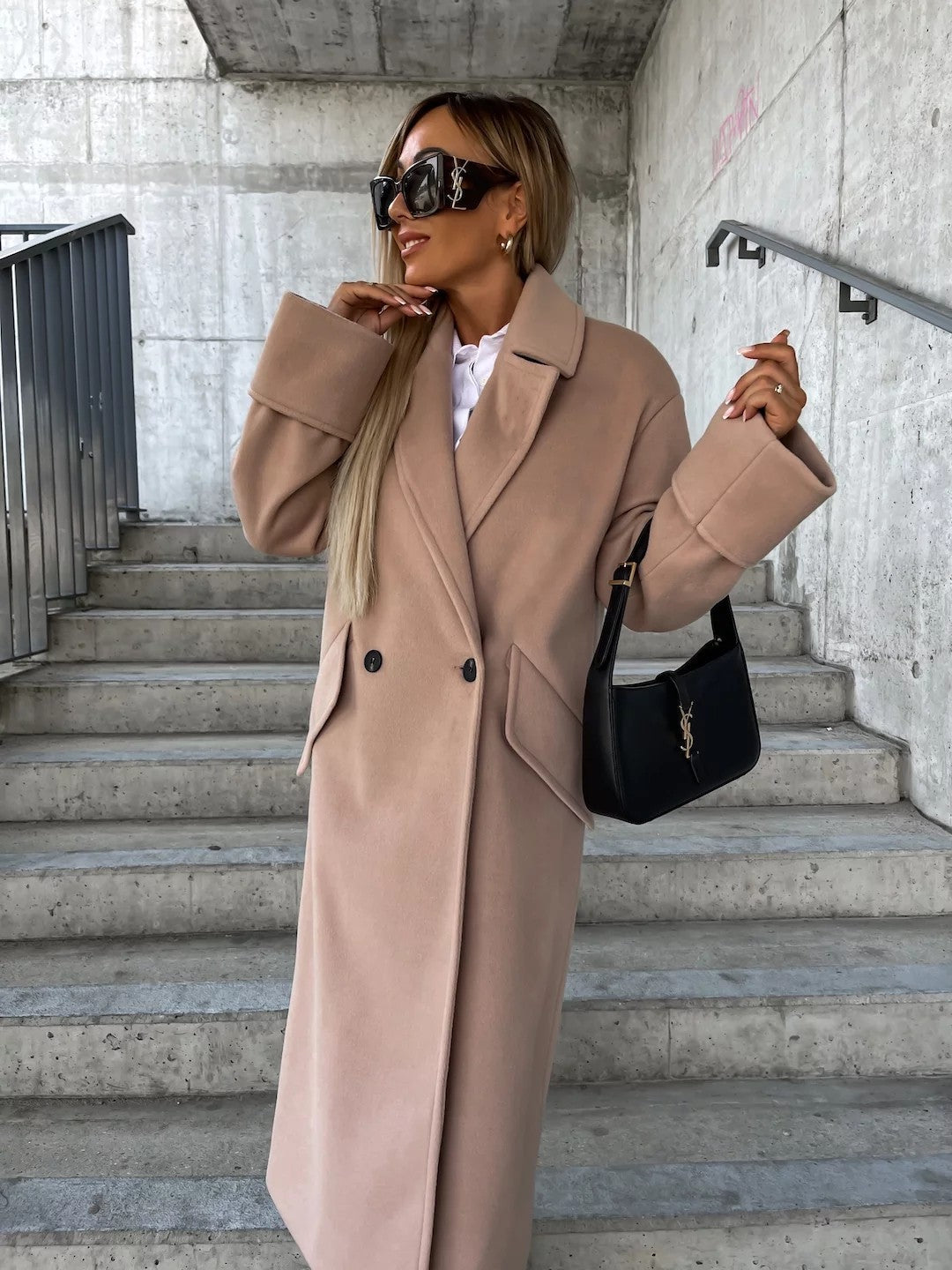 Galatea | Women's Long Trench Coat | Lapel Double-Breasted