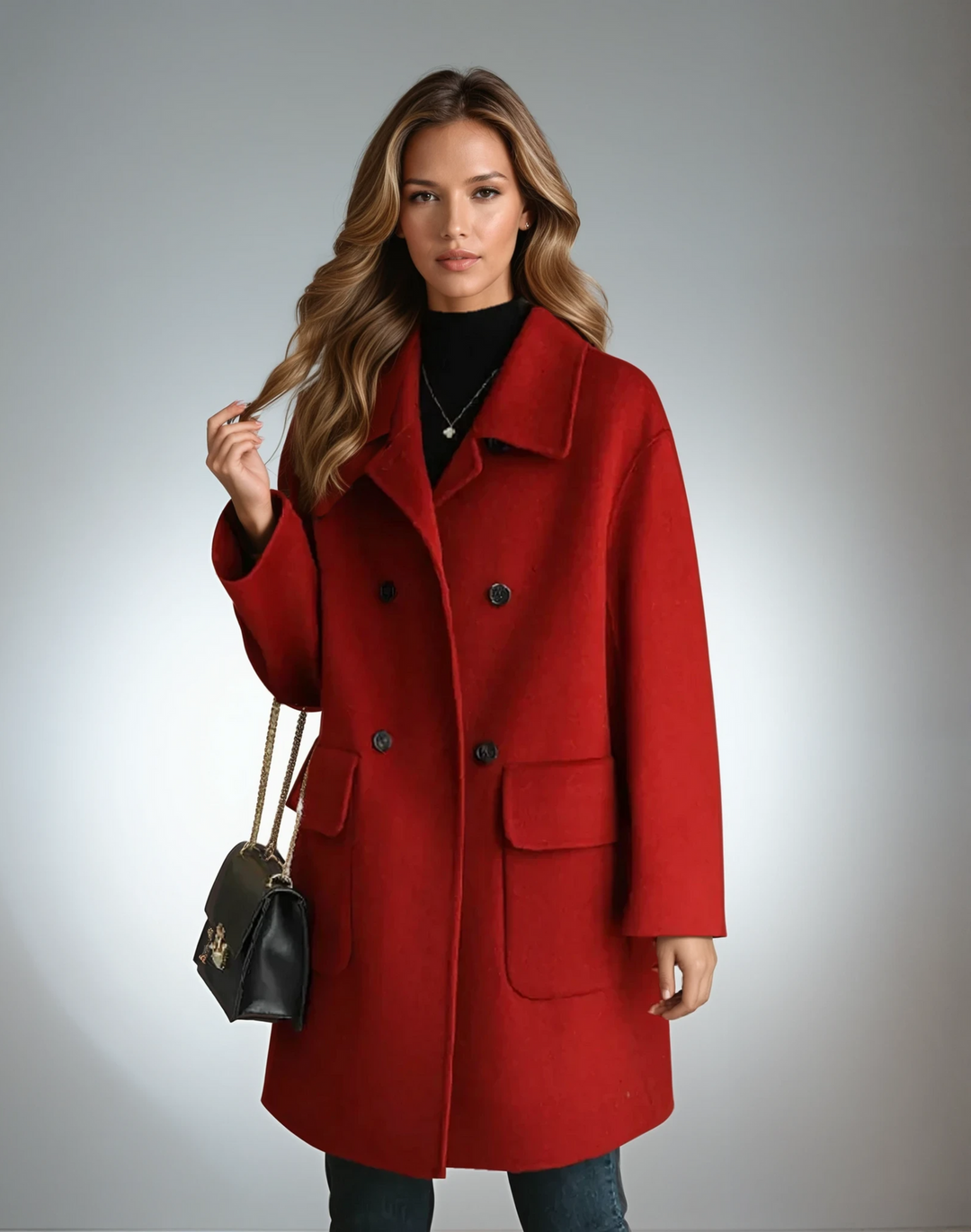 Dobroslawa | Women's Long Trench Coat | Lapel & Pockets