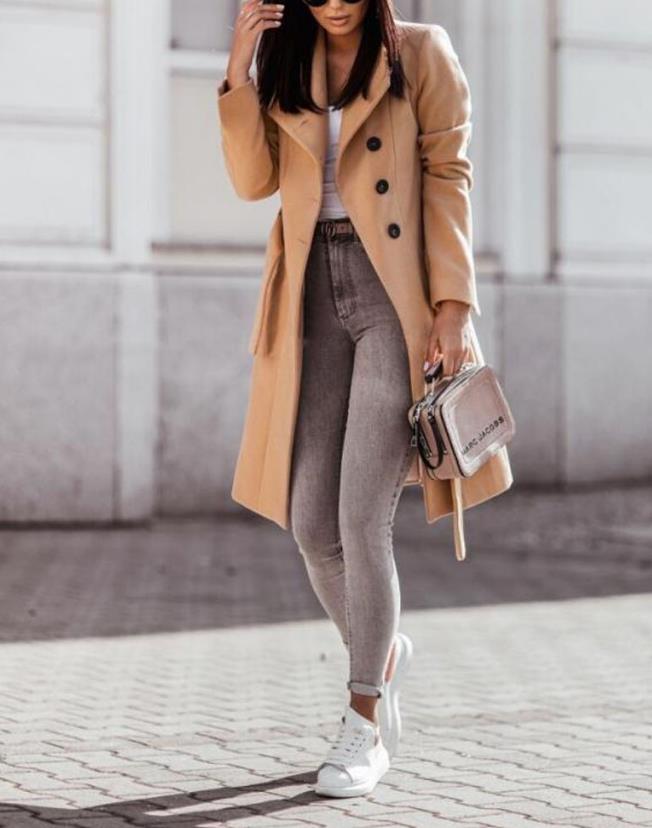 Notburga | Women's Trench Coat | Wide Lapel Belted Button Up