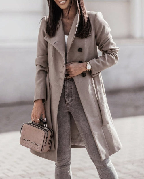 Notburga | Women's Trench Coat | Wide Lapel Belted Button Up
