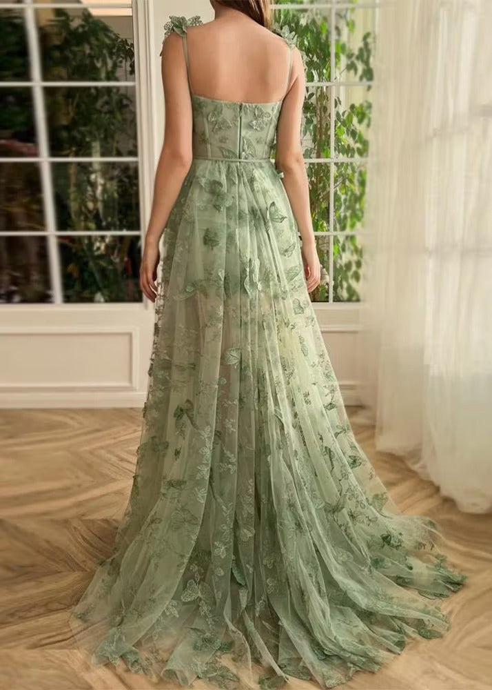 Women's Tulle Maxi Dress with Butterfly & Corset | Formal Evening