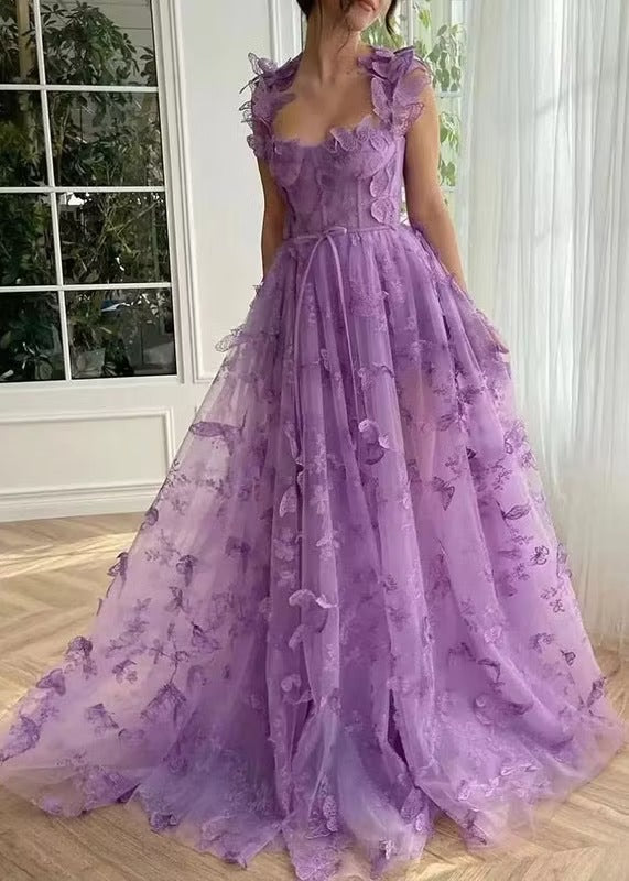 Women's Tulle Maxi Dress with Butterfly & Corset | Formal Evening