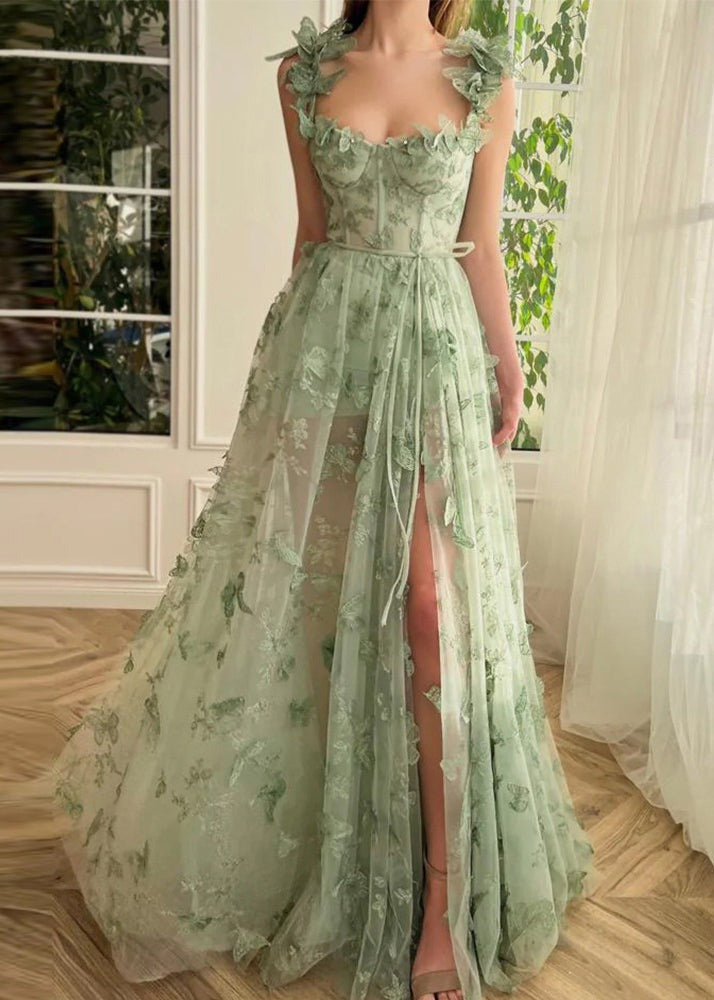 Women's Tulle Maxi Dress with Butterfly & Corset | Formal Evening