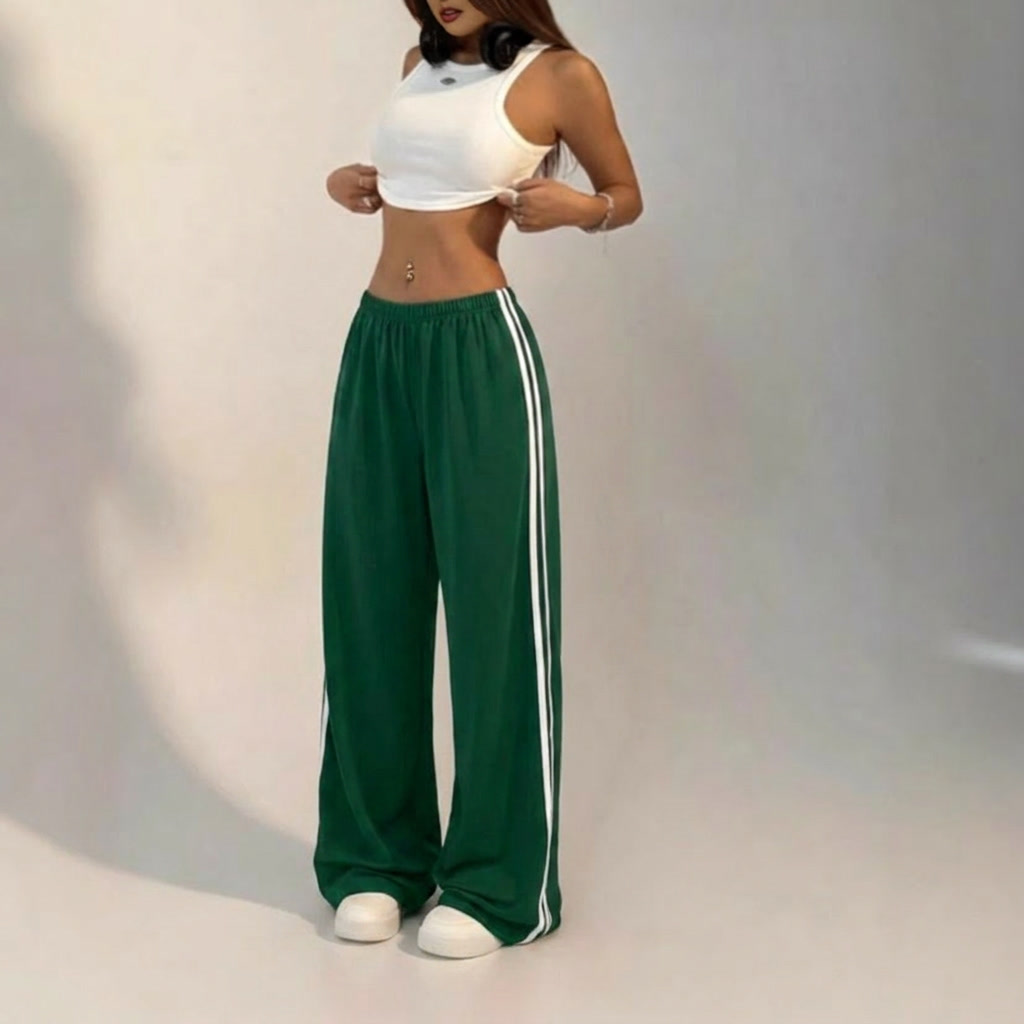 Irmtrud | Women's Baggy Wide Leg Track Pants | Drawstring
