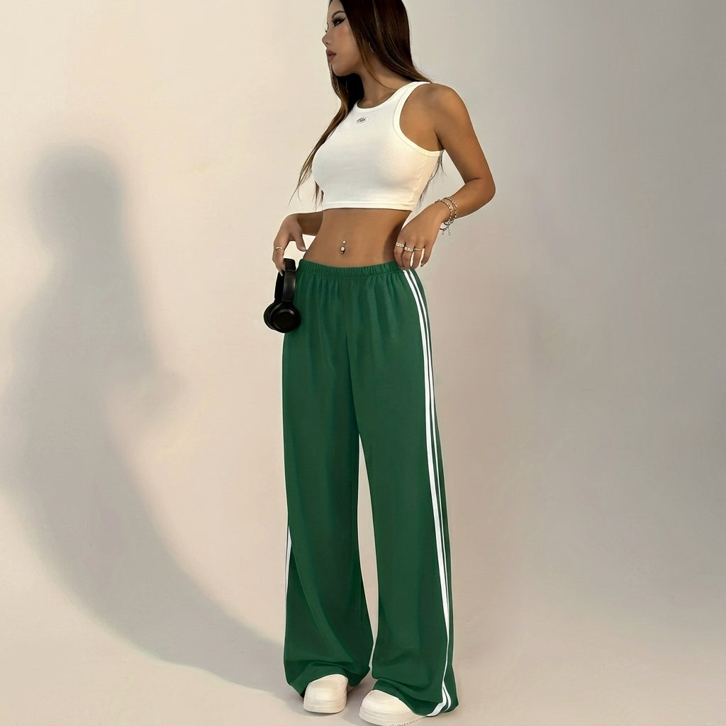 Irmtrud | Women's Baggy Wide Leg Track Pants | Drawstring