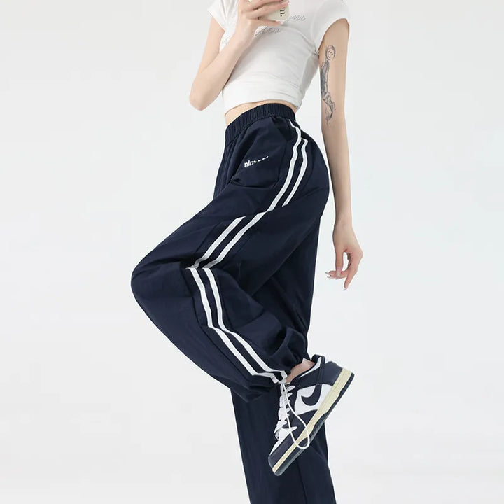 Ariadne | Women's Wide Leg Track Pants | Side Stripe Casual