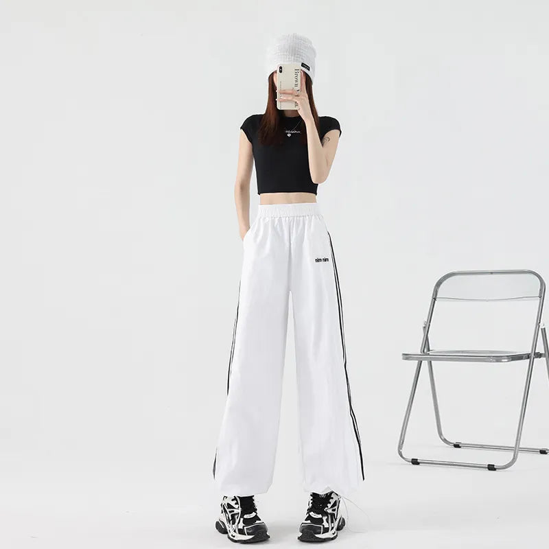 Ariadne | Women's Wide Leg Track Pants | Side Stripe Casual